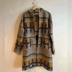 Boho brown Western Aztec long Jacket